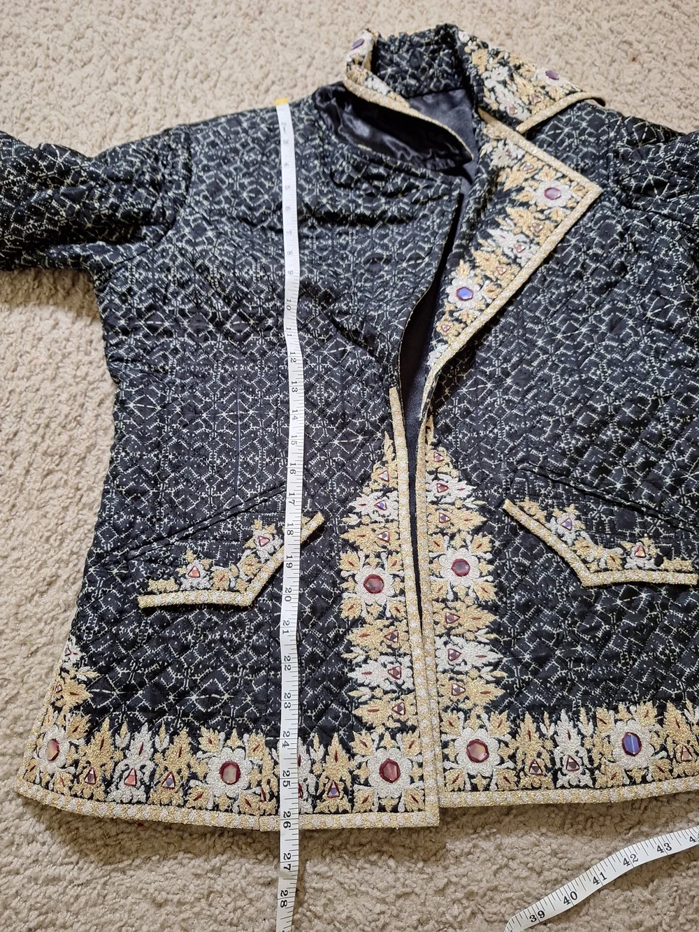 Burlington Aztec Print Quilted Embroidered Coat Jacket Size L